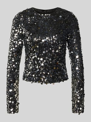 Slim fit shirt met lange mouwen en pailletten, model 'CATINA' Shop The Look MANNEQUINE