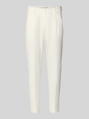 Spodnie materiałowe w kroju slim fit z zakładkami w pasie model 'Chasy' Shop The Look MANNEQUINE