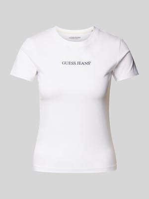 Slim Fit T-Shirt mit Label-Print Shop The Look MANNEQUINE