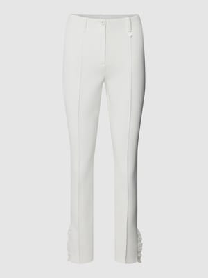 Slim fit stoffen broek met volants Shop The Look MANNEQUINE