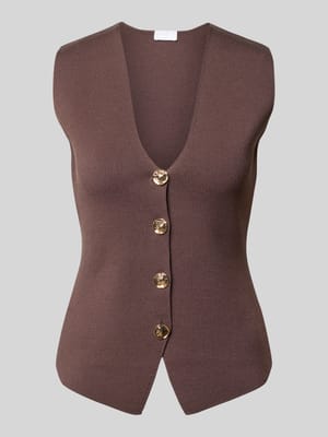 Kamizelka dzianinowa z dekoltem w serek i listwą guzikową Shop The Look MANNEQUINE