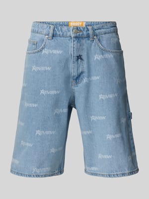 Korte baggy fit jeans met labelprint Shop The Look MANNEQUINE