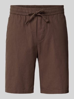 Bermudy o kroju regular fit z mieszanki bawełny i lnu model 'LINUS' Shop The Look MANNEQUINE