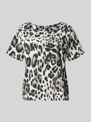 T-shirt in all-over look met ronde hals Shop The Look MANNEQUINE