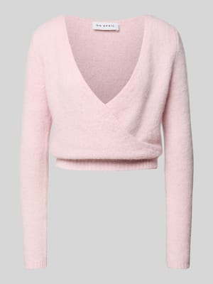 Gebreid jack in wikkellook, model 'Indie Wrap Jacket' Shop The Look MANNEQUINE