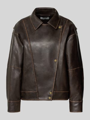 Regular Fit Jacke in Leder-Optik mit Umlegekragen Shop The Look MANNEQUINE