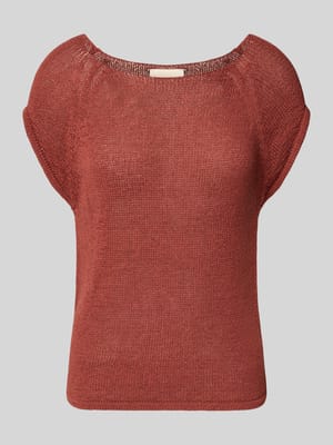 t-shirt w imitacji dzianiny z okrągłym dekoltem Shop The Look MANNEQUINE