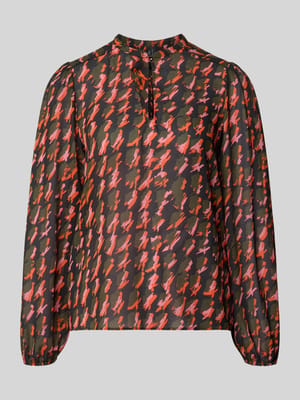 Regular fit blouse in all-over look met druppelvormige hals Shop The Look MANNEQUINE