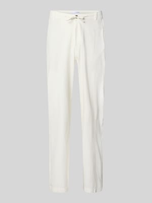 Spodnie o kroju loose fit z mieszanki bawełny i lnu model 'BRODY' Shop The Look MANNEQUINE