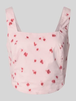 Crop Top im Allover-Look mit Smok-Details Shop The Look MANNEQUINE