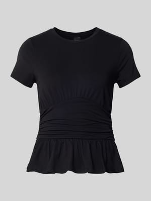T-Shirt mit geripptem Rundhalsausschnitt Shop The Look MANNEQUINE