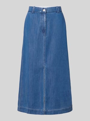 spódnica jeansowa z zapięciem na guzik i zamek błyskawiczny model 'SATOVES' Shop The Look MANNEQUINE