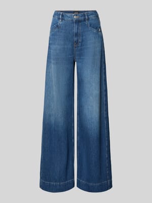 Wide leg jeans met labeldetail model 'Eila' Shop The Look MANNEQUINE