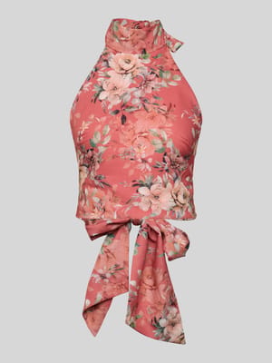 Bluzka krótka ze stójką i wiązaniem z tyłu Shop The Look MANNEQUINE