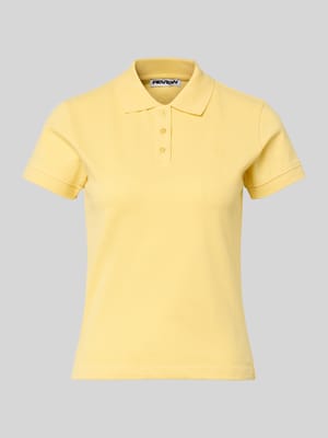 Kurzärmliges Poloshirt in Piquéoptik mit Kragen und Logostickerei Shop The Look MANNEQUINE