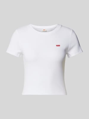 Slim fit T-shirt met labelpatch Shop The Look MANNEQUINE