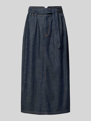 Jeansrock aus Lyocell-Mix mit Bindegürtel Modell 'EDMEA' Shop The Look MANNEQUINE