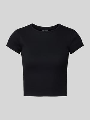 T-shirt met geribde ronde hals Shop The Look MANNEQUINE