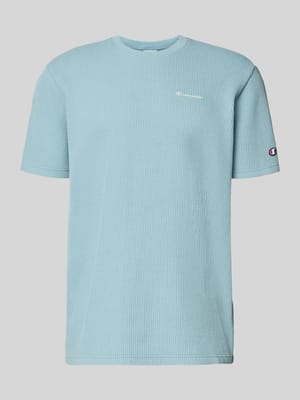 T-Shirt mit Strukturmuster und Label-Stitchings Shop The Look MANNEQUINE