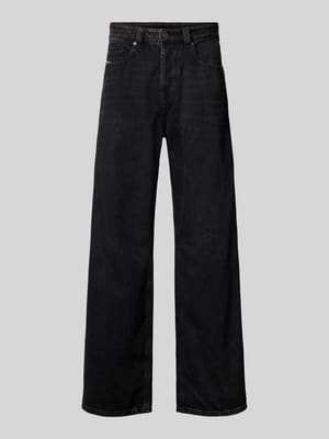 Low waist baggy jeans met labelpatch Shop The Look MANNEQUINE
