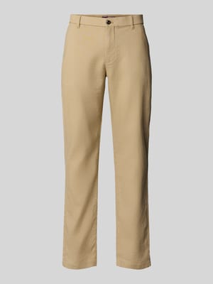 Regular Fit Leinenhose mit Logo-Stitching Modell 'Denton' Shop The Look MANNEQUINE