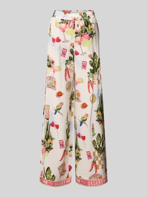 Wide Fit Stoffhose aus Viskose-Mix mit Allover-Motiv-Print Shop The Look MANNEQUINE