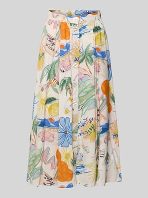 Midirok van een mix van viscose en katoen met knoopsluiting Shop The Look MANNEQUINE