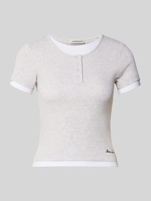 slim fit T-shirt met gestikt logo Shop The Look MANNEQUINE