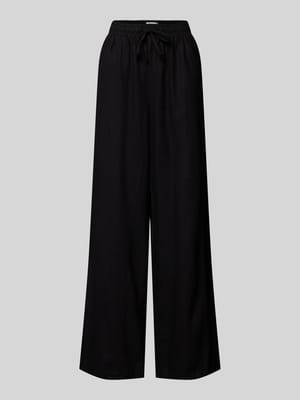 Spodnie lniane z szeroką nogawką i zakładkami w pasie model ‘Lino’ Shop The Look MANNEQUINE