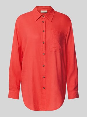 Relaxed fit linnen blouse met borstzak, model 'Lava' Shop The Look MANNEQUINE