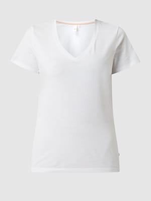 T-shirt met labeldetail, model 'Basic' Shop The Look MANNEQUINE