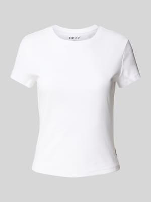 T-Shirt mit geripptem Rundhalsausschnitt Modell 'Addison' Shop The Look MANNEQUINE