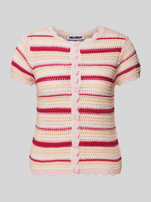 Top w paski wykonany na szydełku z detalem z muszelkowym wykończeniem Shop The Look MANNEQUINE