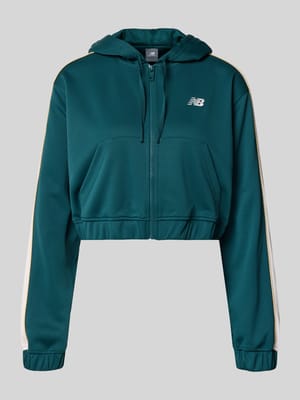 Cropped Sweatjacke mit Label-Stitching Shop The Look MANNEQUINE