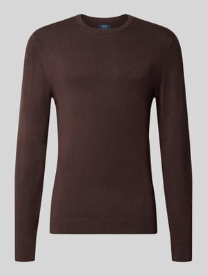 Sweter z dzianiny z prążkowanym okrągłym dekoltem Shop The Look MANNEQUINE