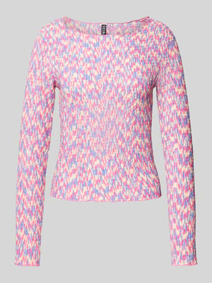 Bluzka z długim rękawem i fakturowanym wzorem model ‘MARIANNE’ Shop The Look MANNEQUINE