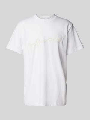 Loose fit T-shirt met labelprint, model 'Flock' Shop The Look MANNEQUINE