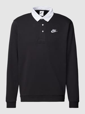 Poloshirt mit Label-Detail und Knopfleiste Shop The Look MANNEQUINE