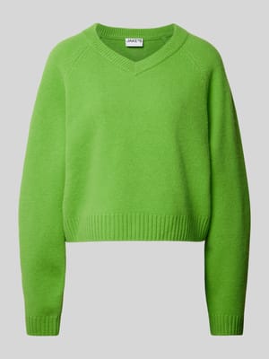 Sweter z wełny z zaokrąglonym dekoltem w serek Shop The Look MANNEQUINE