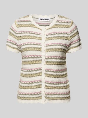 Gestreiftes Sticktop mit Muschelrand-Detail aus Jacquard Shop The Look MANNEQUINE