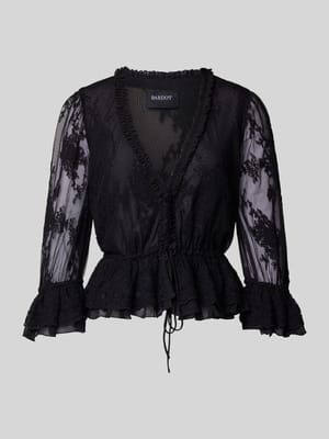 Regular Fit Bluse aus Mesh mit V-Ausschnitt Shop The Look MANNEQUINE