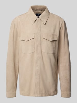 Overhemdjack van chevreau-suède met borstzakken, model 'Tom' Shop The Look MANNEQUINE