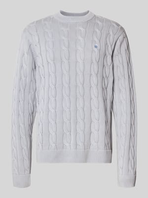 Gebreide pullover met kabelpatroon en labelstitching Shop The Look MANNEQUINE