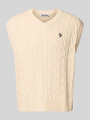 Spencer met kabelpatroon en V-hals Shop The Look MANNEQUINE