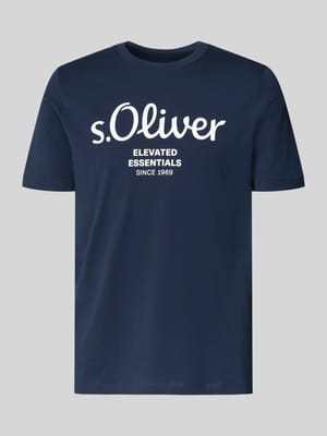 krój regular fit t-shirt z czystej bawełny model 'BASIC TEE BIG LOGO' Shop The Look MANNEQUINE