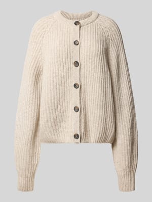 Loose Fit Strickjacke aus Woll-Mix Modell 'RIB KNIT' Shop The Look MANNEQUINE