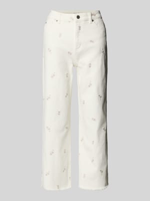 Jeansy z prostą nogawką z haftem i postrzępioną krawędzią Shop The Look MANNEQUINE