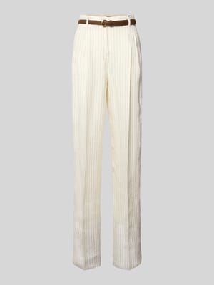 Wide leg linnenbroek met tunnelkoord model 'PELOTA' Shop The Look MANNEQUINE