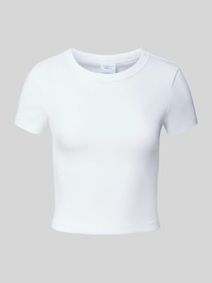 T-Shirt mit geripptem Rundhalsausschnitt Shop The Look MANNEQUINE