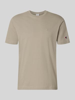 T-Shirt mit Label-Stitchings und Rundhalsausschnitt Shop The Look MANNEQUINE